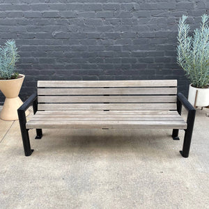 Vintage Patio Outdoor Floating Teak & Iron Bench, c.1980’s