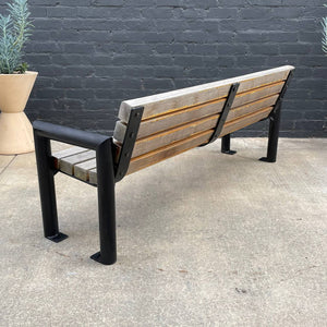 Vintage Patio Outdoor Floating Teak & Iron Bench, c.1980’s