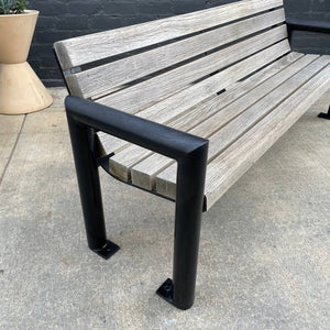 Vintage Patio Outdoor Floating Teak & Iron Bench, c.1980’s