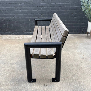 Vintage Patio Outdoor Floating Teak & Iron Bench, c.1980’s