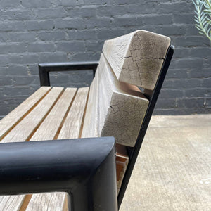 Vintage Patio Outdoor Floating Teak & Iron Bench, c.1980’s