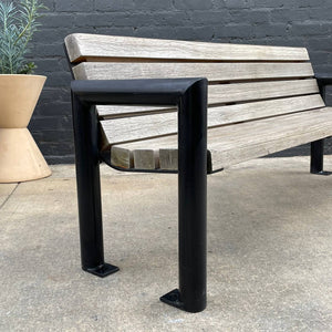 Vintage Patio Outdoor Floating Teak & Iron Bench, c.1980’s