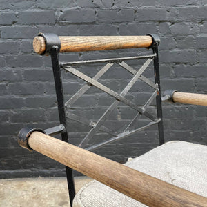 Pair of Mid-Century Modern Iron & Wood Bar Stools, c.1960’s