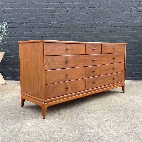 Mid-Century Modern Sculpted Walnut 9-Drawer Dresser, c.1960’s