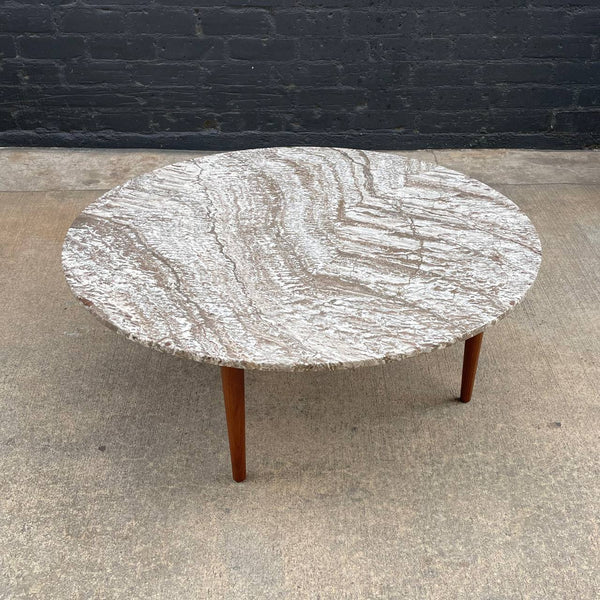 Mid-Century Modern Round Marble Stone Coffee Table, c.1960’s