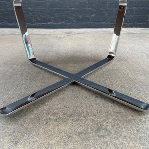Vintage Mid-Century Modern Round Walnut & Chrome Coffee Table, c.1960’s