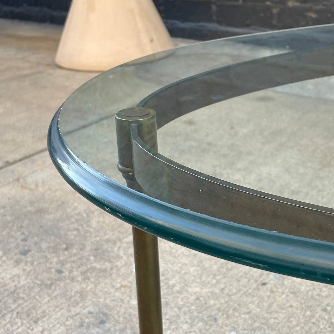 Vintage Italian Mid-Century Modern Brass & Glass Oval Coffee Table wit ...