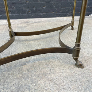 Vintage Italian Mid-Century Modern Brass & Glass Oval Coffee Table with Hoof Feet , c.1960’s