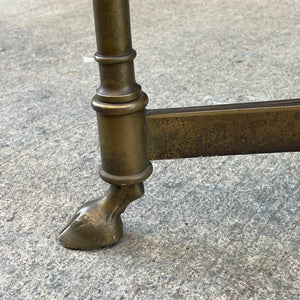 Vintage Italian Mid-Century Modern Brass & Glass Oval Coffee Table with Hoof Feet , c.1960’s