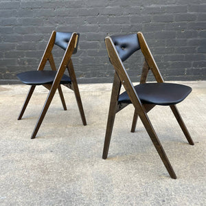 Set of 4 Vintage Mid-Century Modern Sculpted Walnut Folding Dining Chairs , c.1960’s