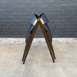 Set of 4 Vintage Mid-Century Modern Sculpted Walnut Folding Dining Chairs , c.1960’s