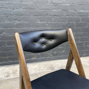 Set of 4 Vintage Mid-Century Modern Sculpted Walnut Folding Dining Chairs , c.1960’s