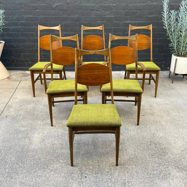 Set of 6 Vintage Mid-Century Modern Sculpted Walnut Dining Chairs, c.1960’s