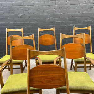 Set of 6 Vintage Mid-Century Modern Sculpted Walnut Dining Chairs, c.1960’s