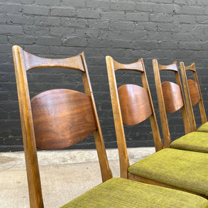 Set of 6 Vintage Mid-Century Modern Sculpted Walnut Dining Chairs, c.1960’s