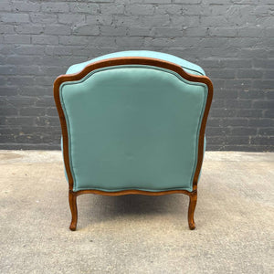 Antique French Provincial Style Leather Lounge Chair with Ottoman by Ethan Allen, c.1960’s