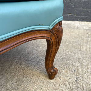 Antique French Provincial Style Leather Lounge Chair with Ottoman by Ethan Allen, c.1960’s