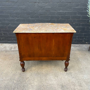 Antique French Provincial Style Chest Dresser with Carved Details & Marble Stone Top, c.1960’s