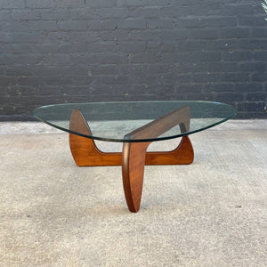 Vintage Mid-Century Sculptural Noguchi Coffee Table with Glass Top , c.1990’s