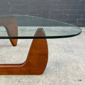 Vintage Mid-Century Sculptural Noguchi Coffee Table with Glass Top , c.1990’s