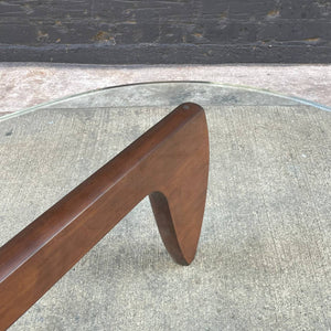 Vintage Mid-Century Sculptural Noguchi Coffee Table with Glass Top , c.1990’s