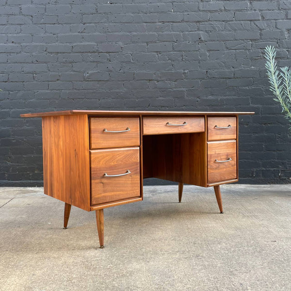 Vintage Mid-Century Modern Walnut Executive Desk by Ace-Hi Furniture, c.1950’s